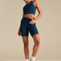 Essential High Waist Cycling Shorts with Pockets | True Navy