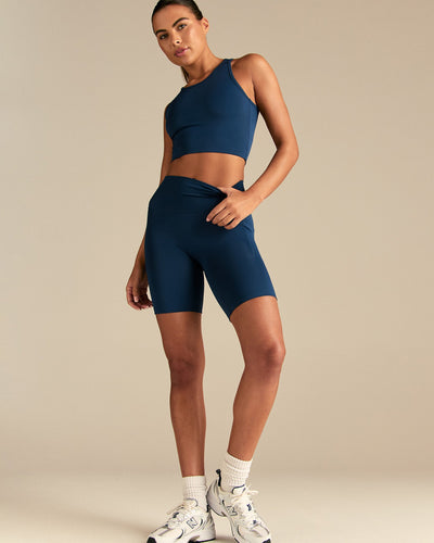 Essential High Waist Cycling Shorts with Pockets | True Navy