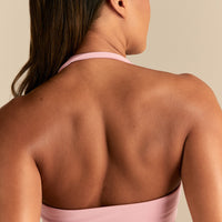 Essential Twist Front Halter Bra | Sweet Pink