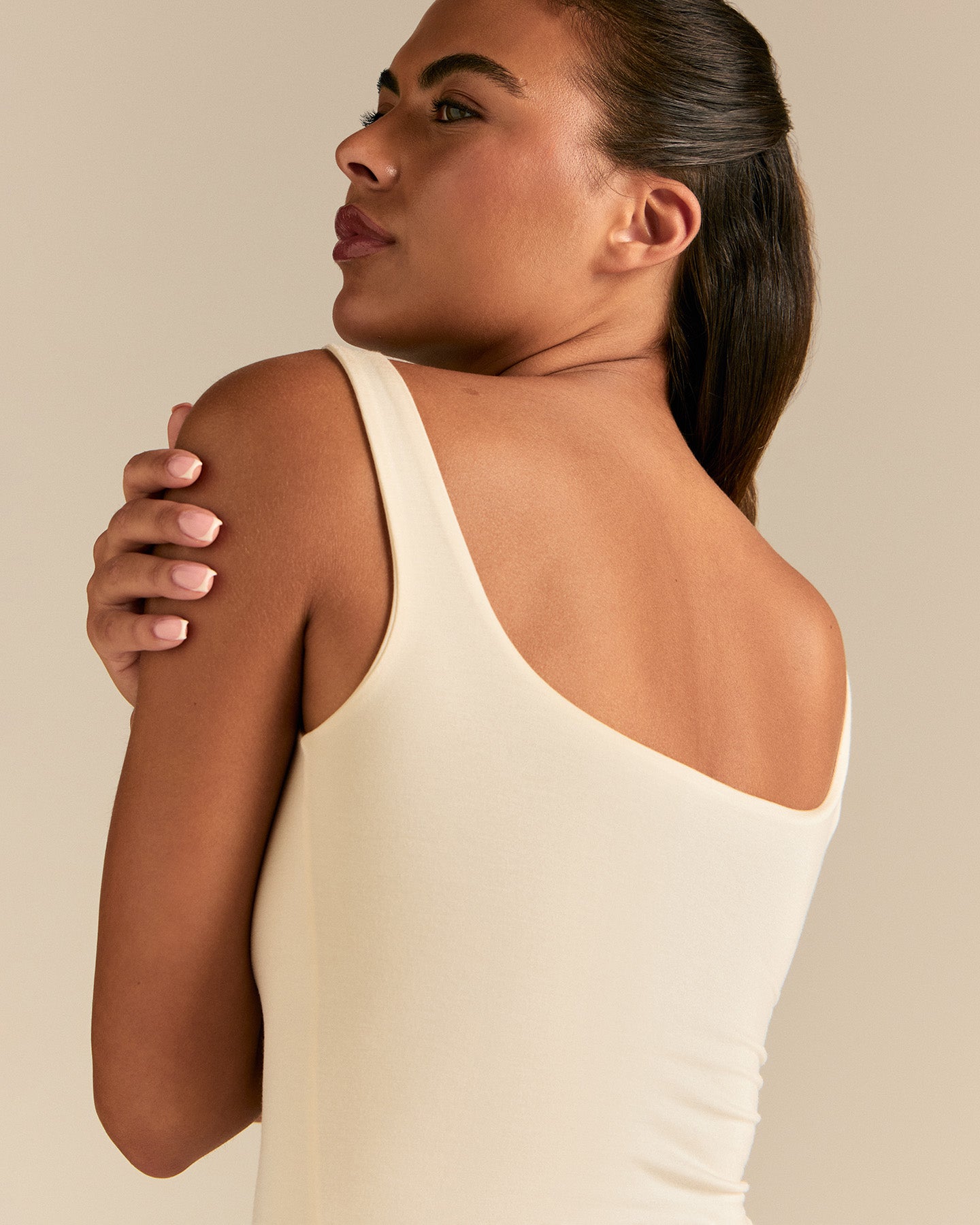 Smooth Contour Midi Square Neck Tank | Coconut White