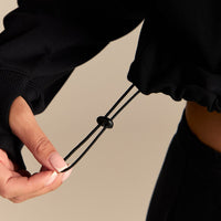 Comfort Lightweight Half Zip Draw Hem Sweat | Black