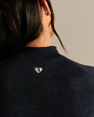 Power Mock Neck Long Sleeve Top | Washed Black