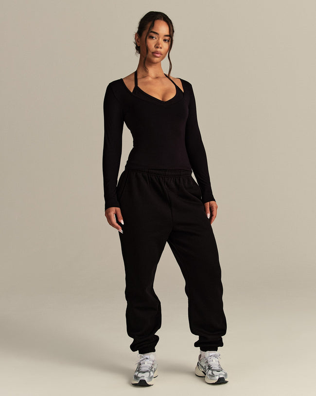 Smooth Contour Long Sleeve Reversible T-Shirt | Black