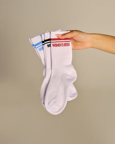 Premium Crew Stripe Socks (3PK) | True Red/Chambray Blue/Black