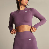 Power Long Sleeve Crop Top | Dusk Plum