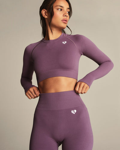 Power Long Sleeve Crop Top | Dusk Plum