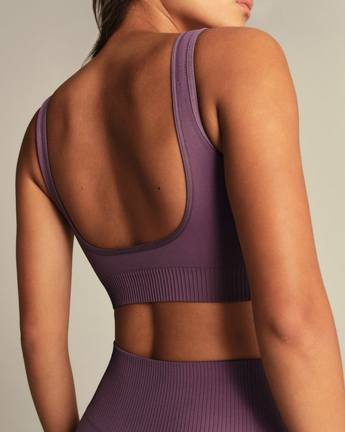 Power Open Back Mini Bra | Dusk Plum
