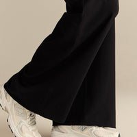 Cotton Contour Fold Over Straight Leg Pants | Black