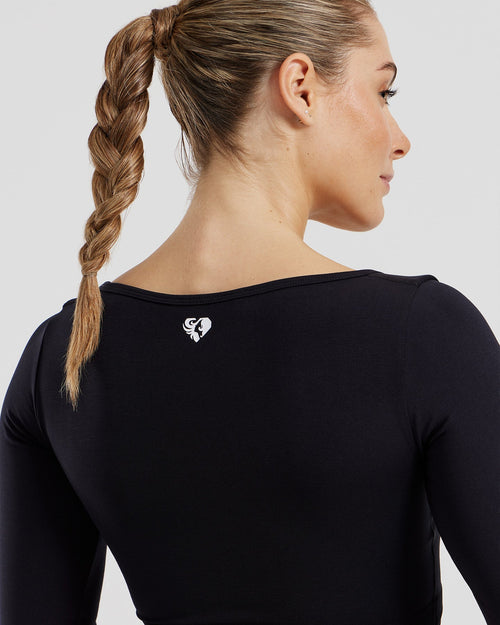 Define 2.0 Long Sleeve Built-In Bra Top | Black