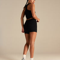 Cotton Contour Fold Over Shorts | Black