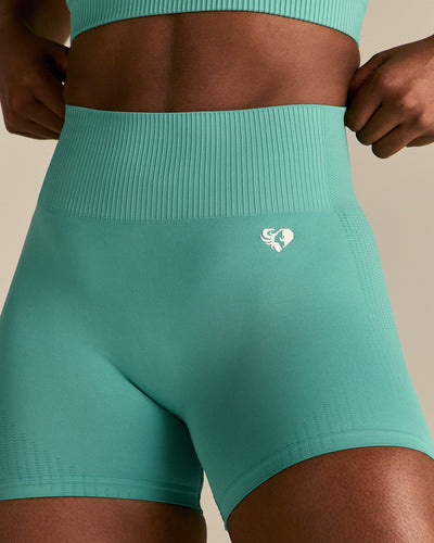 Power High Waist Shorts | Marine Green