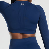 Power Long Sleeve Crop Top | Sapphire Blue