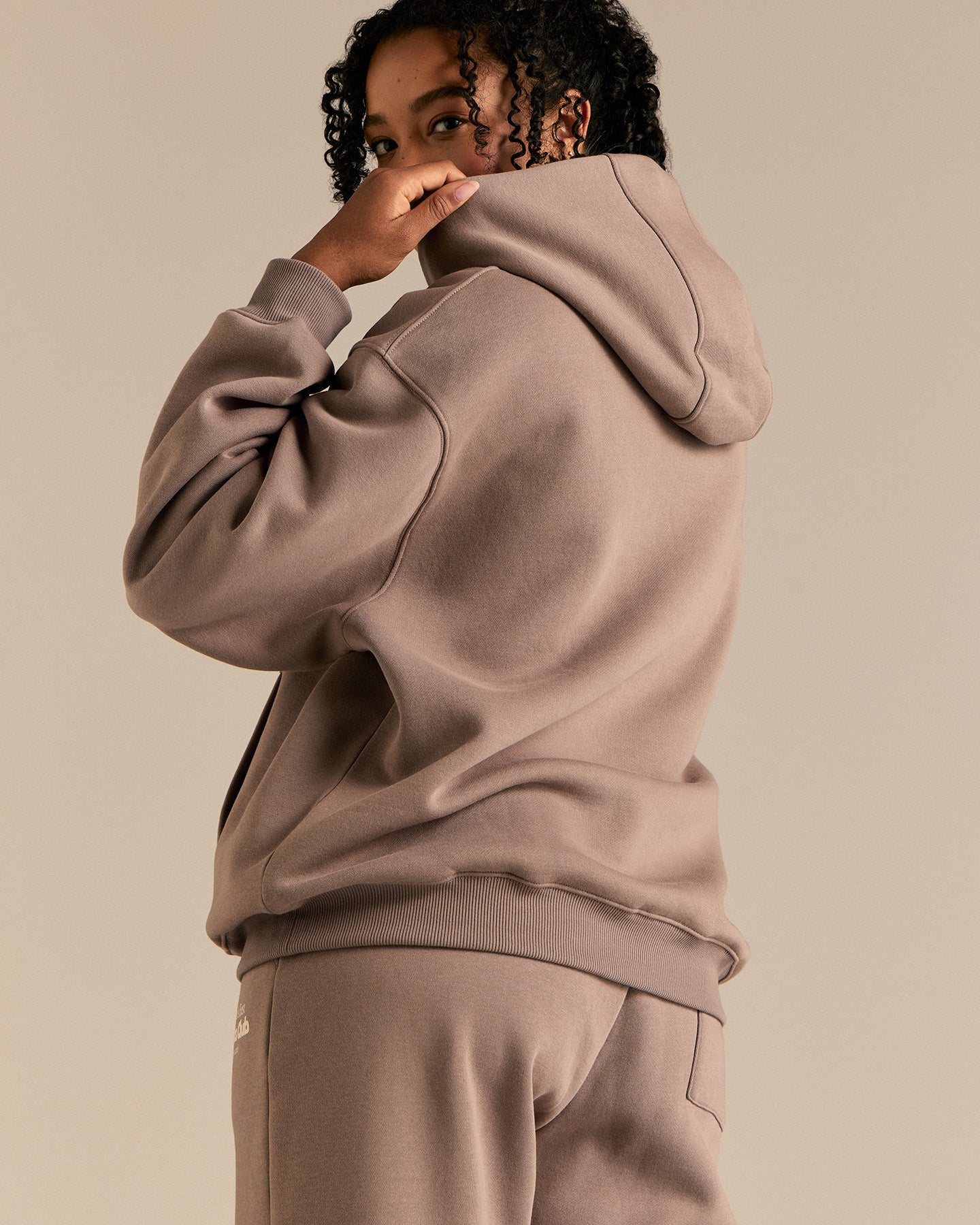 Comfort Oversized Sports Club Hoodie | Taupe Grey