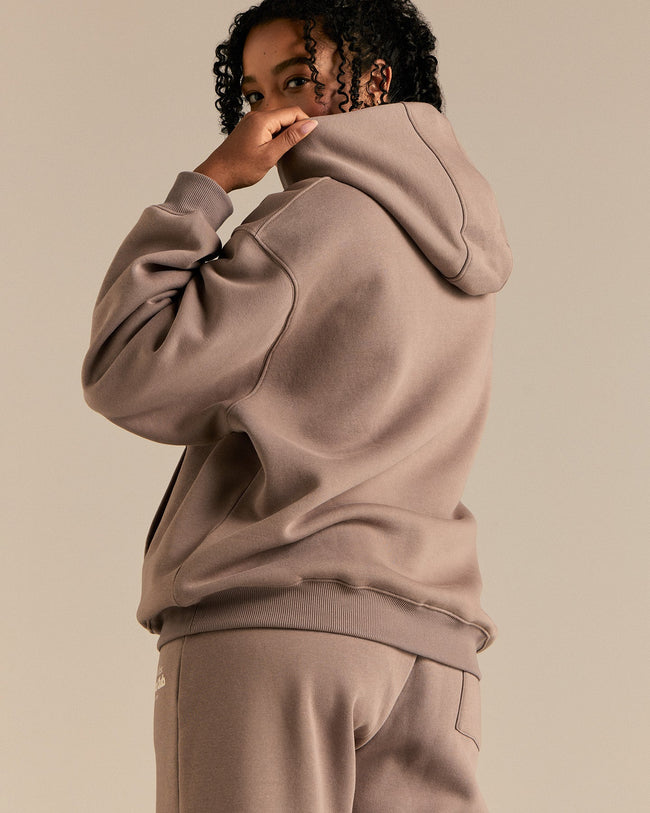 Comfort Oversized Sports Club Hoodie | Taupe Grey