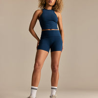 Cotton Contour Racer Tank | True Navy