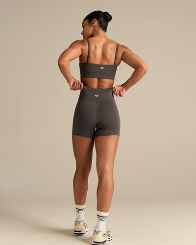 Essential High Waist Shorts | Slate Grey