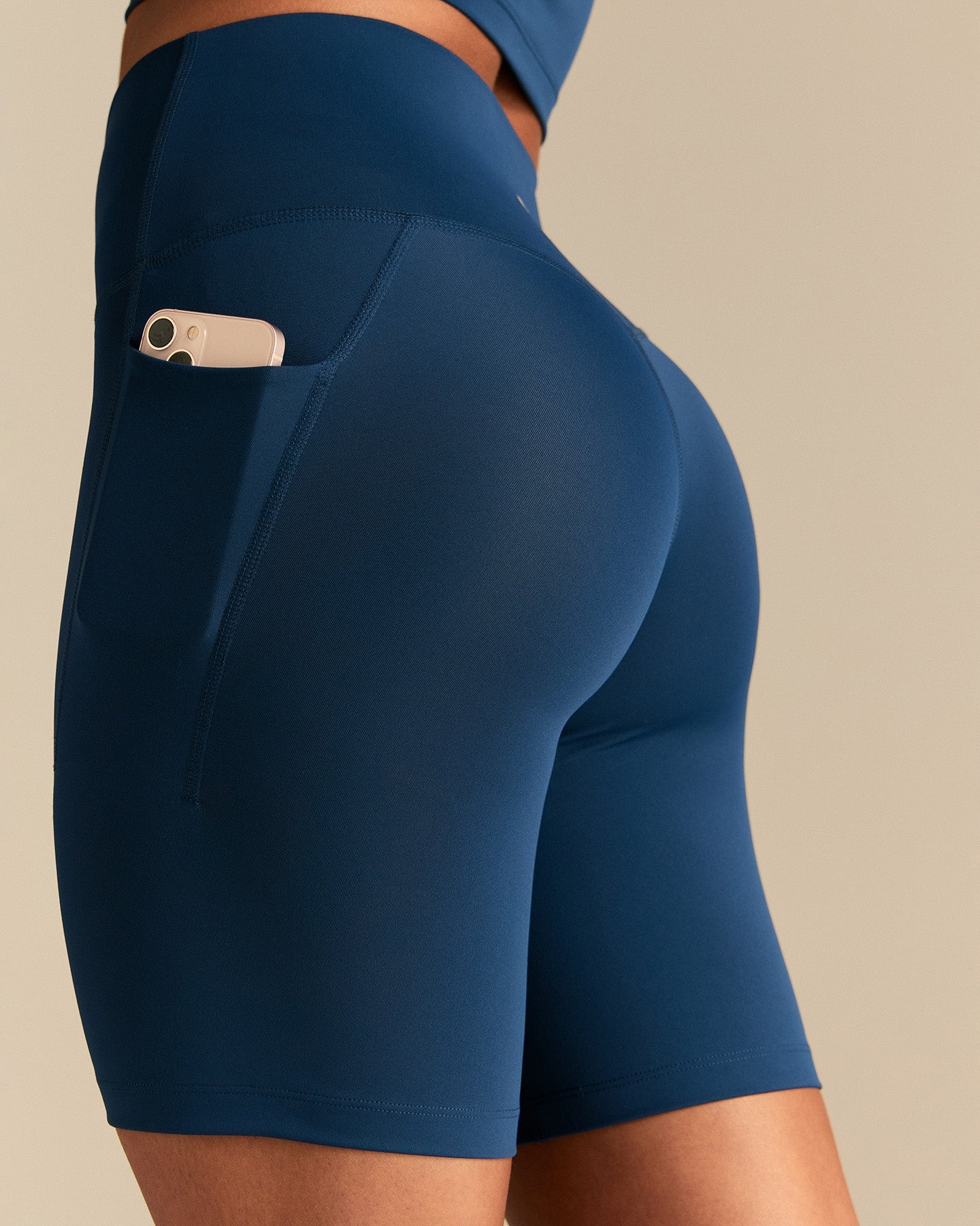 Essential High Waist Cycling Shorts with Pockets | True Navy