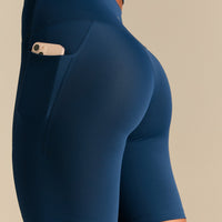 Essential High Waist Cycling Shorts with Pockets | True Navy