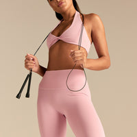 Essential Twist Front Halter Bra | Sweet Pink