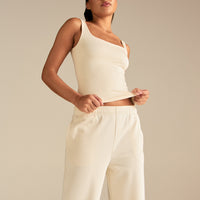 Smooth Contour Midi Square Neck Tank | Coconut White