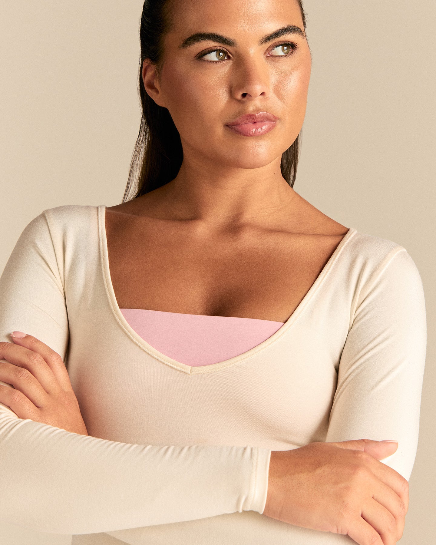 Smooth Contour Long Sleeve Reversible T-Shirt | Coconut White