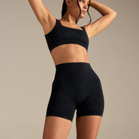 Power High Waist Shorts | Washed Black