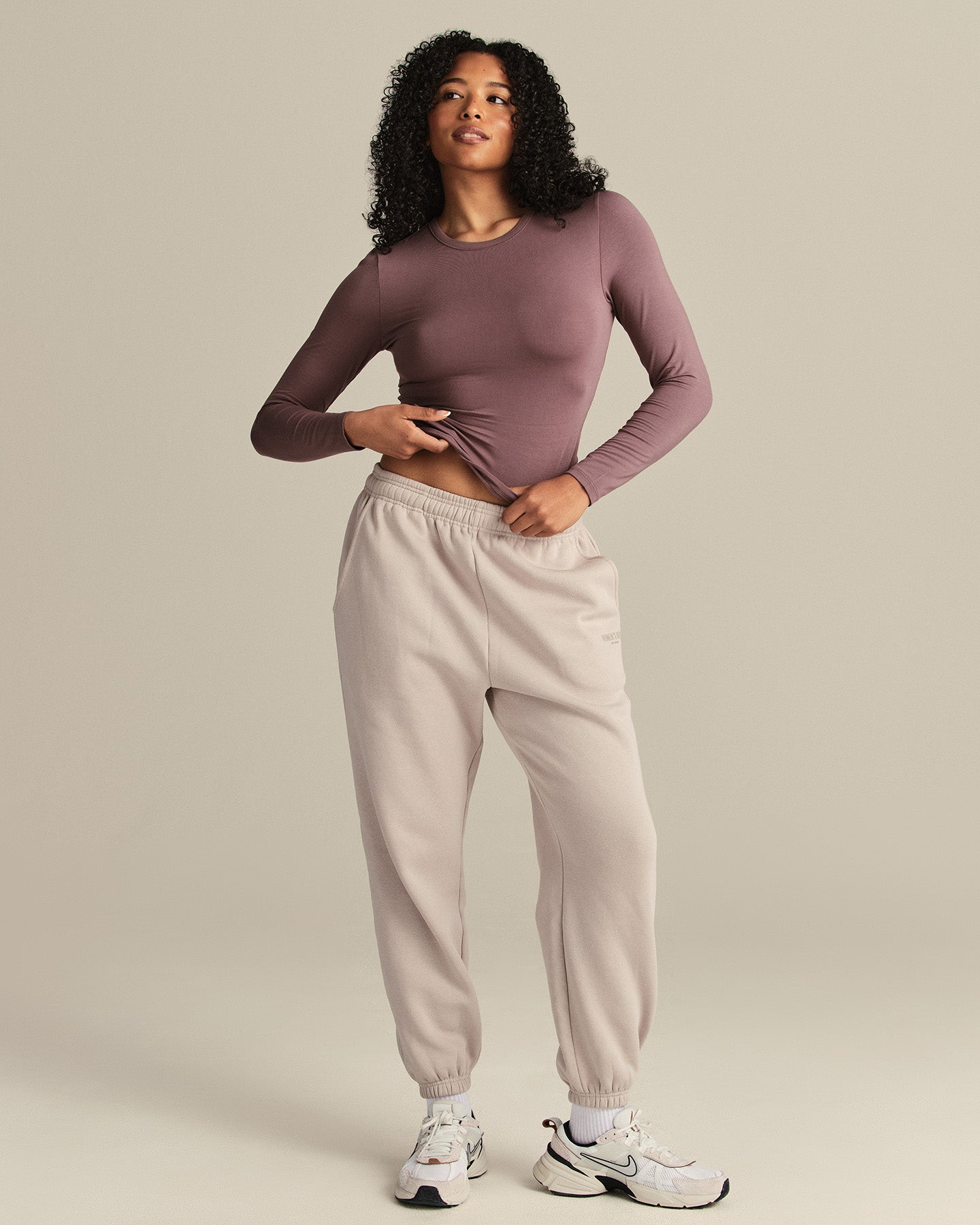 Smooth Contour Midi Crew Neck Long Sleeve T-Shirt | Deep Mocha