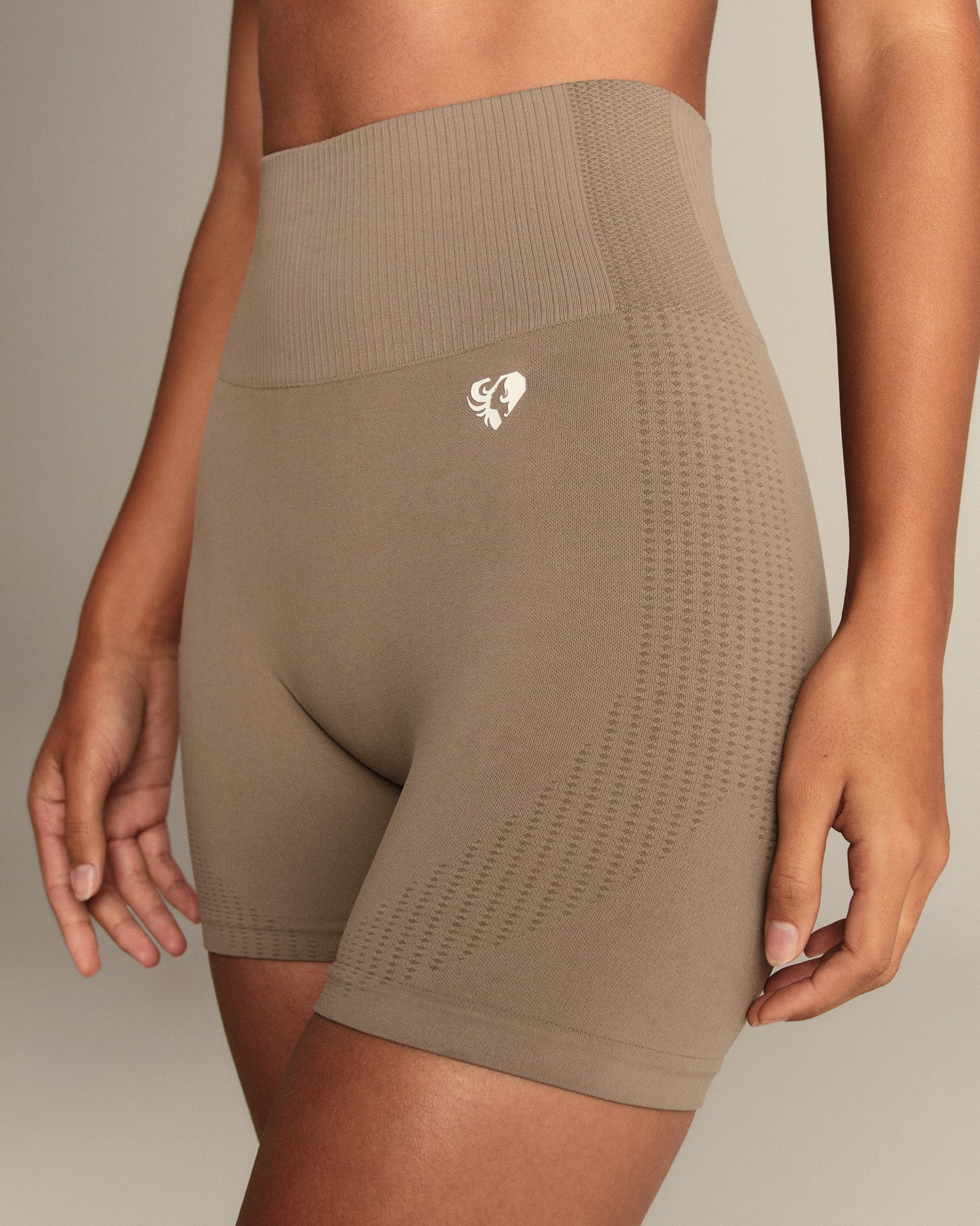 Power High Waist Shorts | Taupe Grey