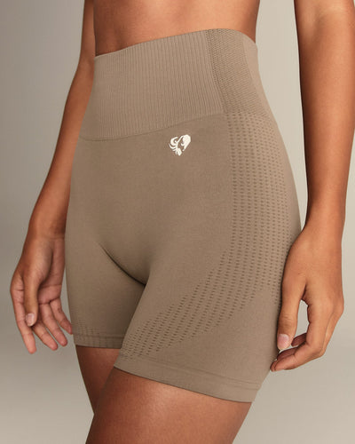Power High Waist Shorts | Taupe Grey