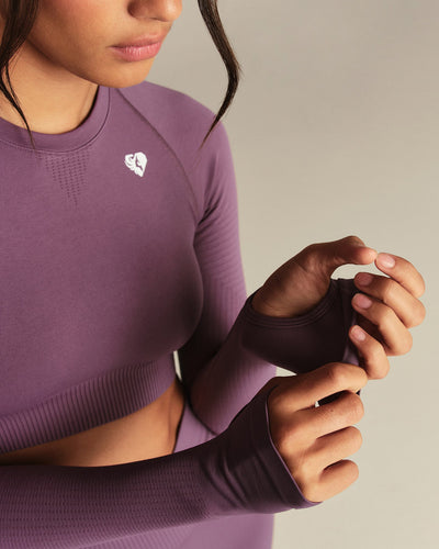 Power Long Sleeve Crop Top | Dusk Plum