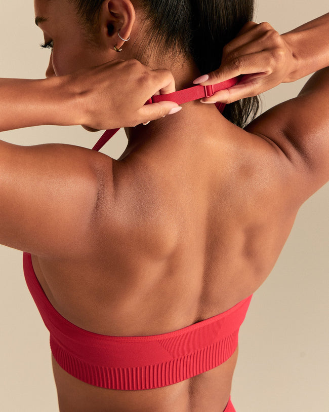 Power Halter Neck Bra | Spicy Red