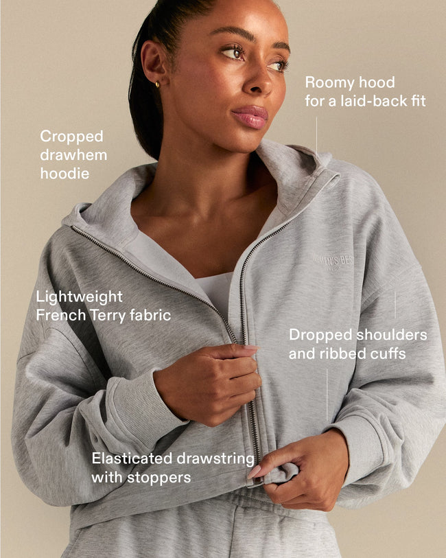 Comfort Lightweight Draw Hem Hoodie | Grey Marl