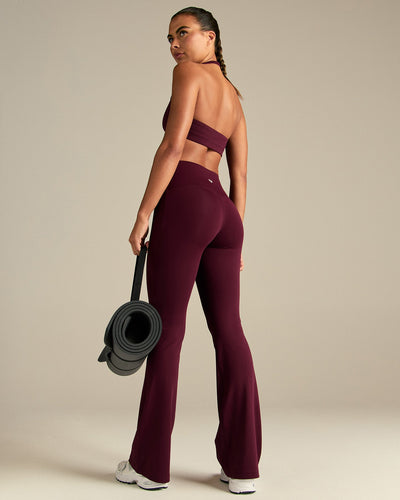 Essential High Waist Flared Leggings | Merlot
