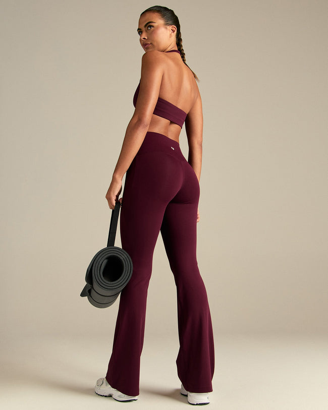 Essential High Waist Flared Leggings | Merlot