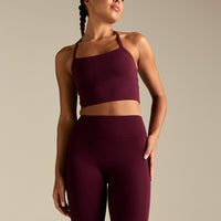Essential Built-In Bra Crop Tank Top | Merlot
