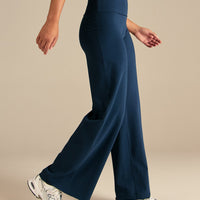 Cotton Contour Fold Over Straight Leg Pants | True Navy