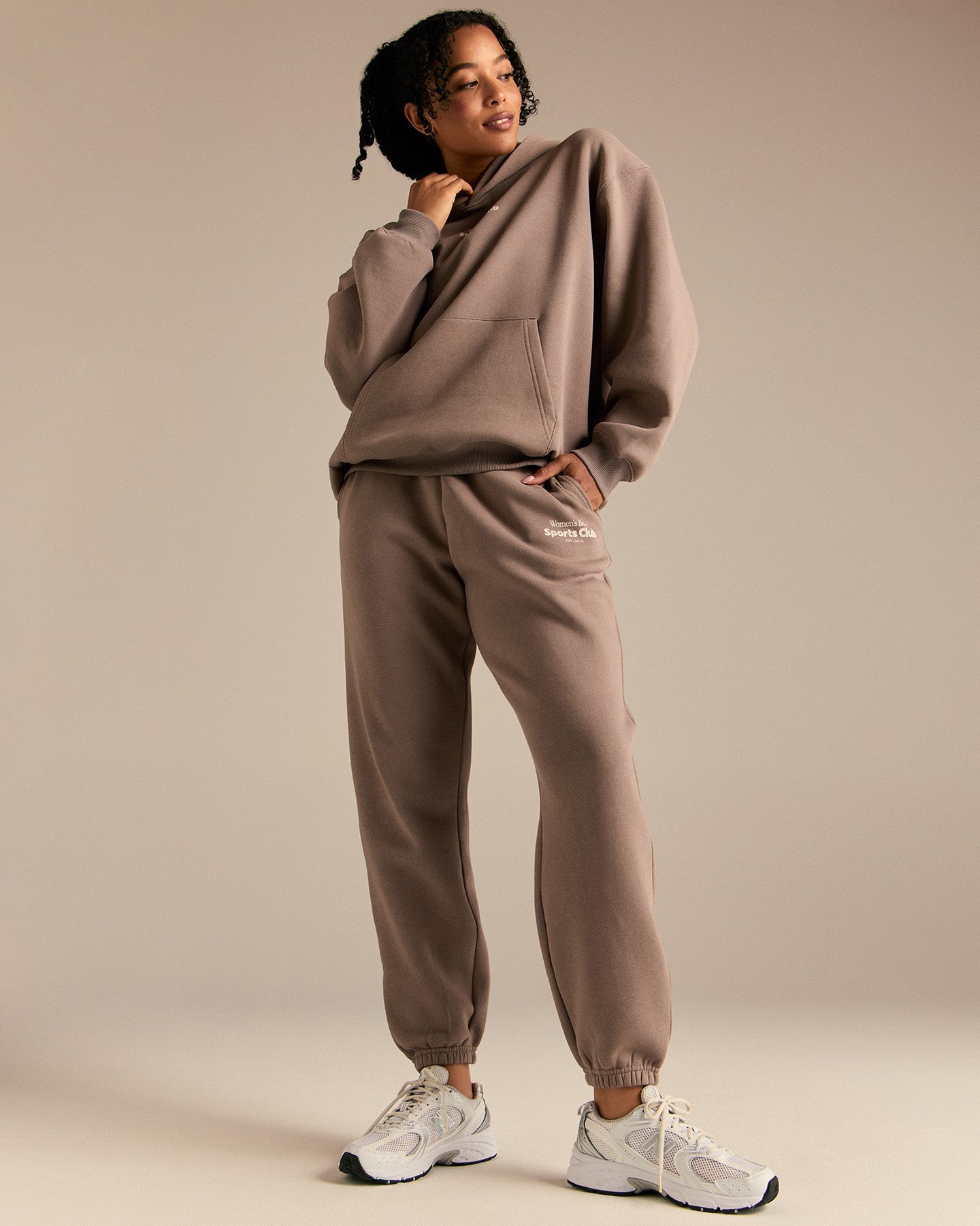 Comfort Oversized Sports Club Hoodie | Taupe Grey