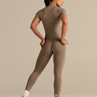 Power Short Sleeve Top | Taupe Grey