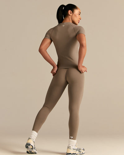 Power Short Sleeve Top | Taupe Grey