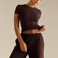 Smooth Contour Midi Short Sleeve T-Shirt | Cafe Noir