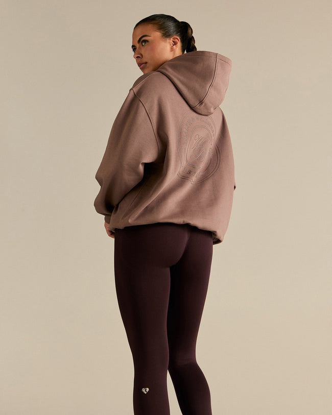 Comfort Oversized Health Club Graphic Hoodie | Mocha