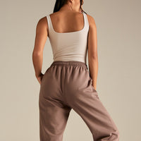 Smooth Contour Midi Square Neck Tank | Stone