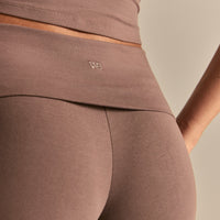 Cotton Contour Fold Over Shorts | Mocha