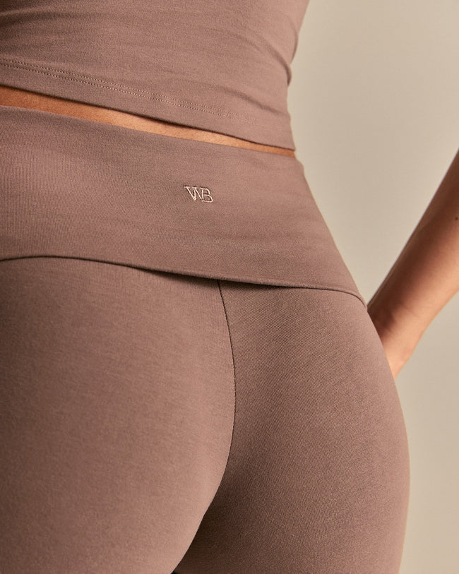 Cotton Contour Fold Over Shorts | Mocha