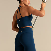 Essential Built-In Bra Crop Tank Top | True Navy