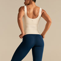 Essential Built-In Bra Scoop Back Tank | Coconut White