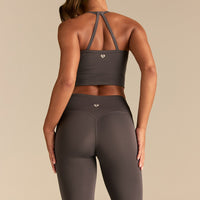 Essential Built-In Bra Crop Tank Top | Slate Grey