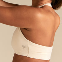 Essential Twist Front Halter Bra | Coconut White