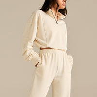 Comfort Lightweight Straight Leg Mid Waist Joggers | Coconut White