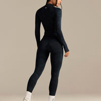 Power Mock Neck Long Sleeve Top | Washed Black